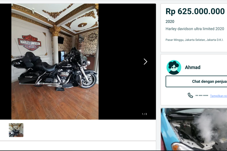 Ilustrasi motor Harley Davidson bekas di marketplace