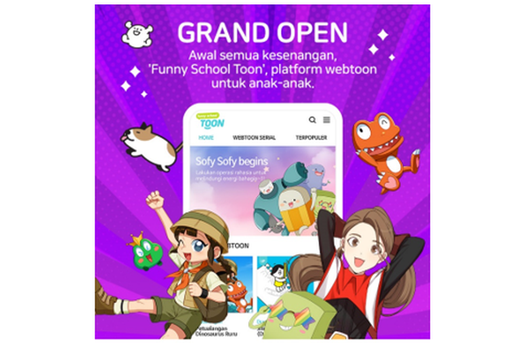 Platform webtoon anak pertama di Indonesia 'Funny School Toon'.