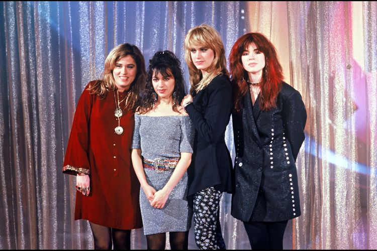 The Bangles music band on Champs Elysees TV broadcast in 1987. (Photo by Bertrand Rindoff Petroff/Getty Images)