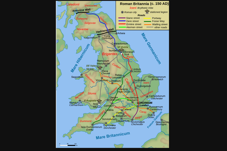 Peta Britania Romawi tahun 125 M