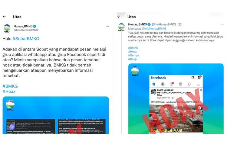Tangkapan layar penjelasan BMKG tentang hoaks air di Jakarta Utara meluap parah