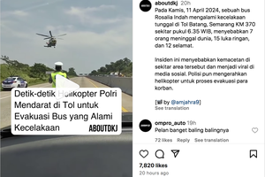Video Helikopter Mendarat di Tol Batang-Semarang, Evakuasi Kecelakaan Bus Rosalia Indah
