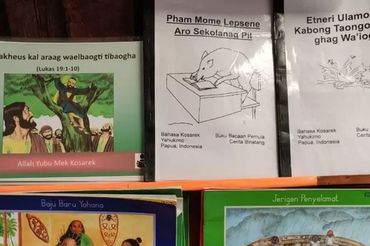 Buku cerita dalam bahasa Mek di Mome Lemnep Ae.