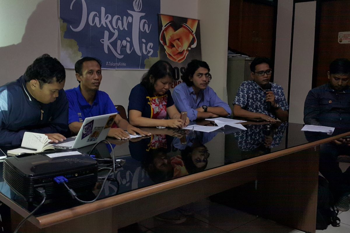 Konferensi pers tentang reklamasi di LBH Jakarta, Menteng, Jakarta Pusat, Minggu (7/5/2017).