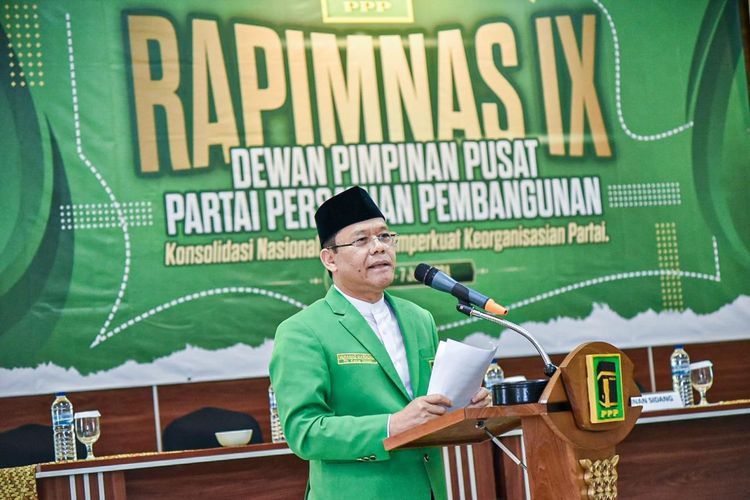 Pelaksana Tugas (Plt) Ketua Umum PPP Muhamad Mardiono di Hotel Le Semar, Karawaci, Serang, Banten, Kamis (6/6/2024).  