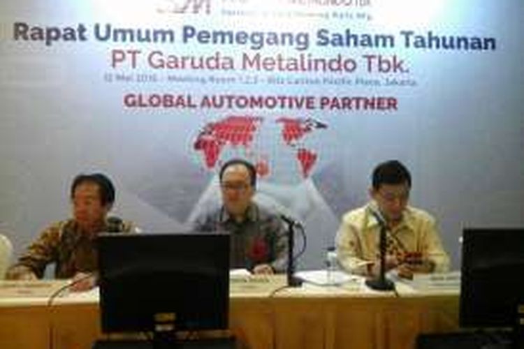 Rapat Umum Pemegang Saham Tahunan (RUPST) PT Garuda Metalindo Tbk di Jakarta, Kamis (12/5/2016)