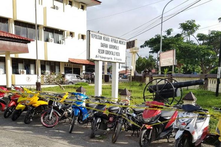 Barang bukti 11 motor yang diamankan di Mapolres Kota Gorontalo