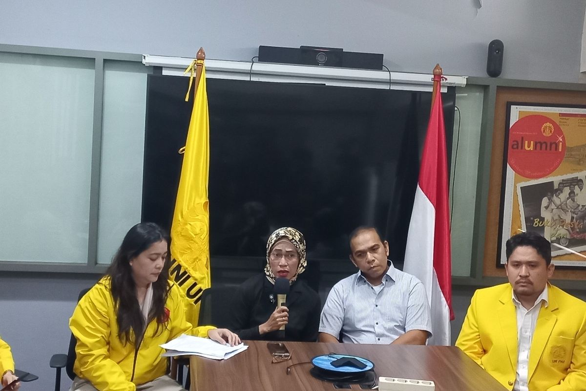 Tim advokasi keluarga Muhammad Hasya Atallah di Sekretariat Iluni UI, Gedung Rektorat Iluni UI, Salemba, Jakarta Pusat pada Jumat (27/1/2023).