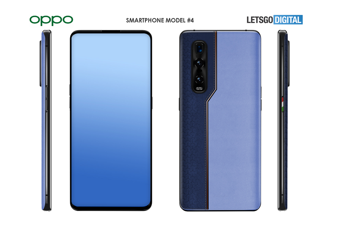 Sebuah paten menampilkan desain smartphone yang diduga Oppo Find X2 Pro edisi terbatas dengan teknologi under screen camera.