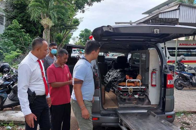 Jenazah Hartanto (31)pelaku pencurian yang tewas dimassa saat berada di RSUD Sekayu, Kabupaten Muba, Sumatera Selatan, Rabu (10/5/2023).