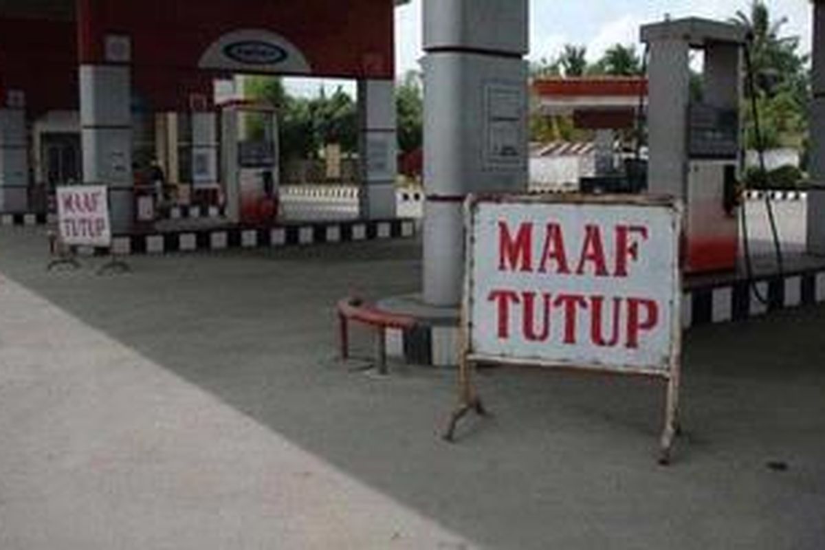 Ilustrasi SPBU tutup karena kekurangan premium