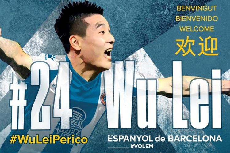 Pengumuman kedatangan pemain baru asal China, Wu Lei di situs resmi klub Espanyol.