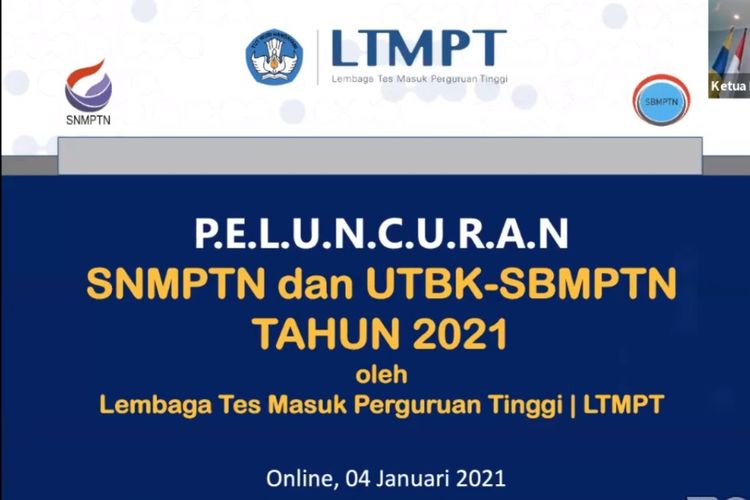 Ketua LTMPT Prof. Nasih pada peluncuran SNMPTN dan UTBK-SBMPTN 2021.