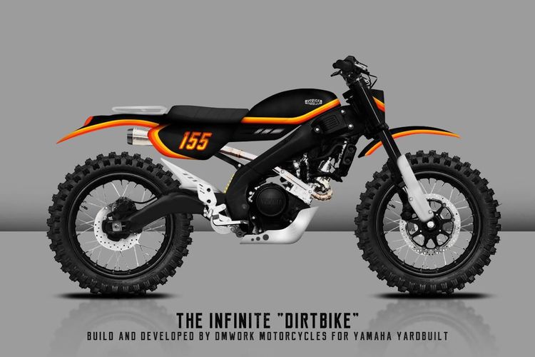 Desain motor custom Yamaha XSR 155 ?Infinite Dirtbike? karya DM Work Motorcycle