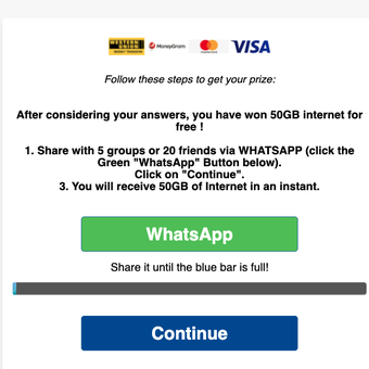 Hoaks kuota gratis 50GB WhatsApp