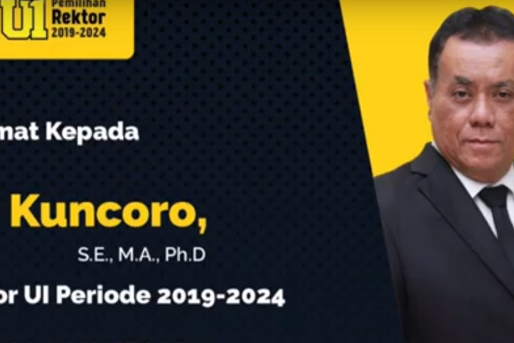 Prof Ari Kuncoro, SE, MA, PhD terpilih sebagai Rektor Universitas Indonesia (UI) periode 2019-2024.