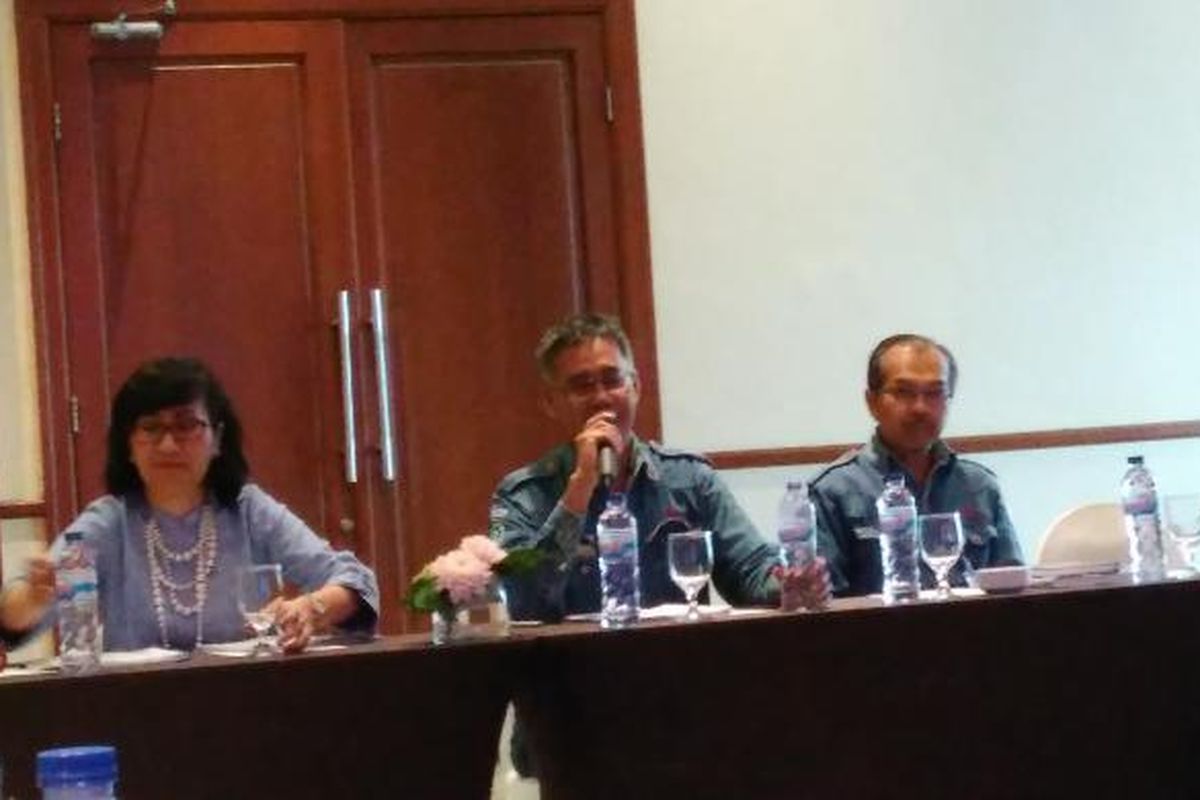Konfrensi pers PT Krakatau Steel di Hotel Aryaduta, Karawaci, Tangerang, Banten, Selasa (7/3/2017).
