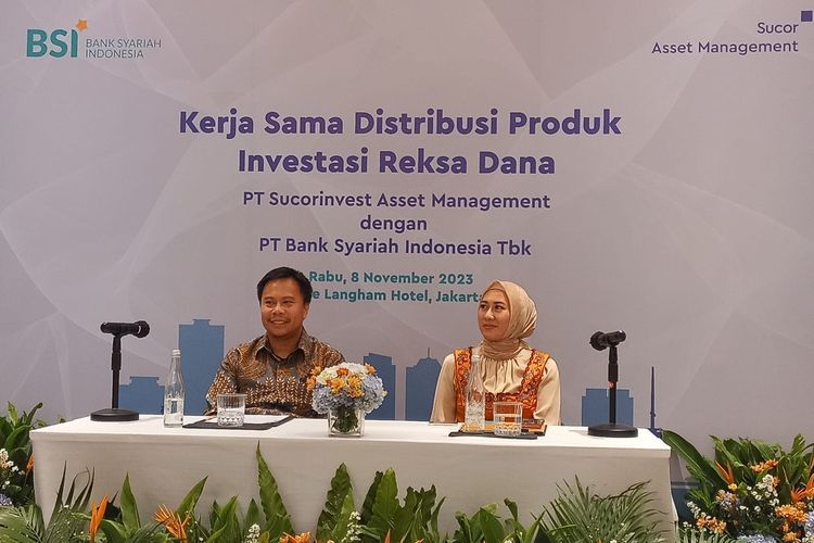 Konferensi pers Kerja Sama Distribusi Produk Investasi Reksadan, Rabu (8/11/2023).
