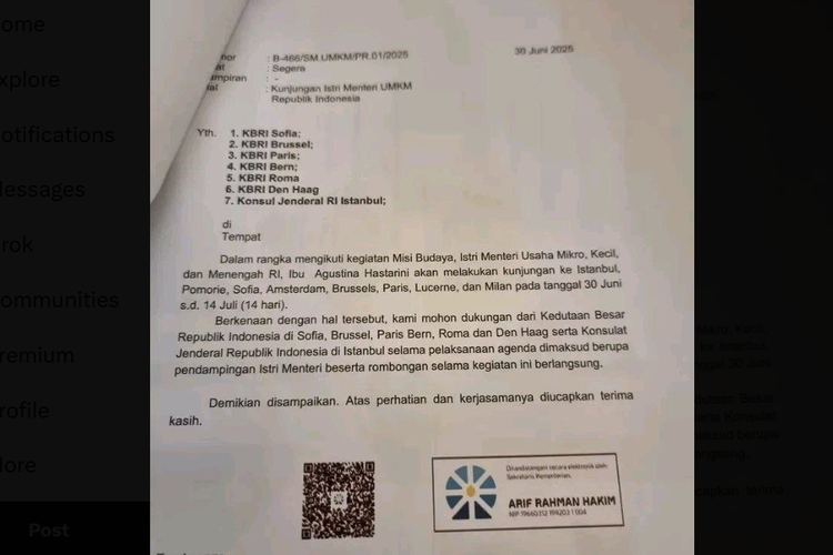6 Fakta Beredarnya Surat Minta Fasilitasi Istri Menteri UMKM di Eropa