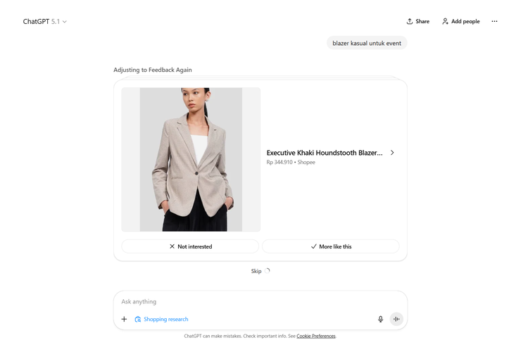 Pengguna bisa memilih ?More like this? jika suka dengan rekomendasi tertentu atau memilih ?Not interested? jika ingin hasil yang lebih relevan.
