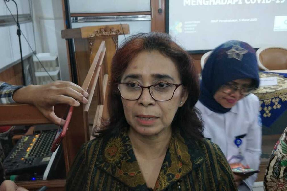 Direktur Utama RSUP Persahabatan Rita Rogayah kepada awak media di RSUP Persahabatan, Jakarta Timur, Kamis (5/3/2020).