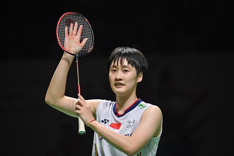 Tunggal putri China Chen Yu Fei setelah memenangi semifinal Indonesia Masters 2022 kontra rekan senegaranya, He Bing Jiao, di Istora Senayan, Jakarta, pada Sabtu (11/6/2022) malam WIB.