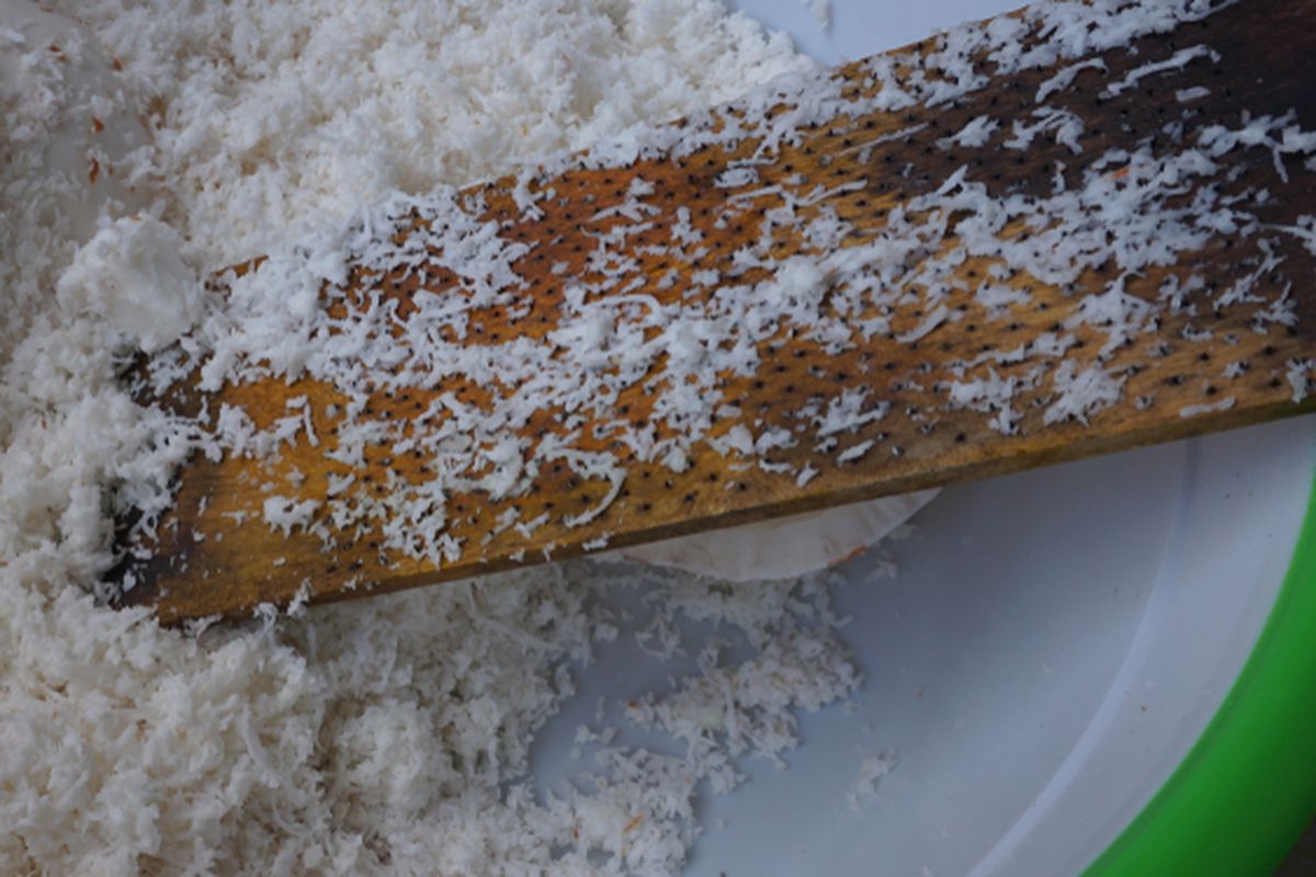 Ilustrasi ampas kelapa parut, yang dapat dimanfaatkan sebagai pupuk tanaman.