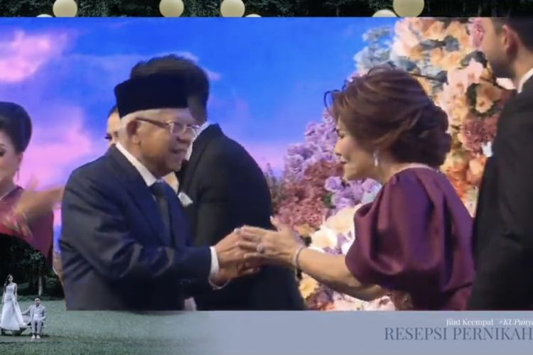 Wakil Presiden Ma'ruf Amin hadiri resepsi pernikahan Jessica Mila dan Yakup Hasibuan. 