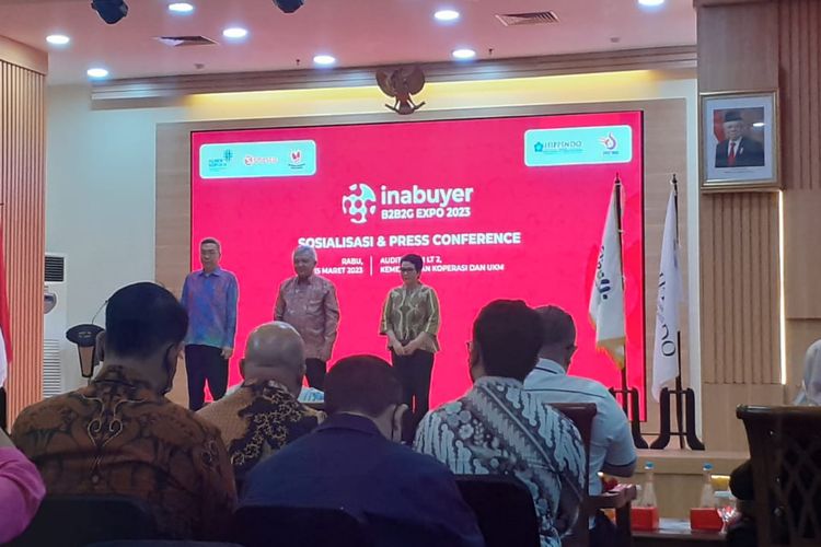 Konferensi pers INABUYER B2B2G EXPO 2023 di Jakarta, Rabu (15/3/2023)