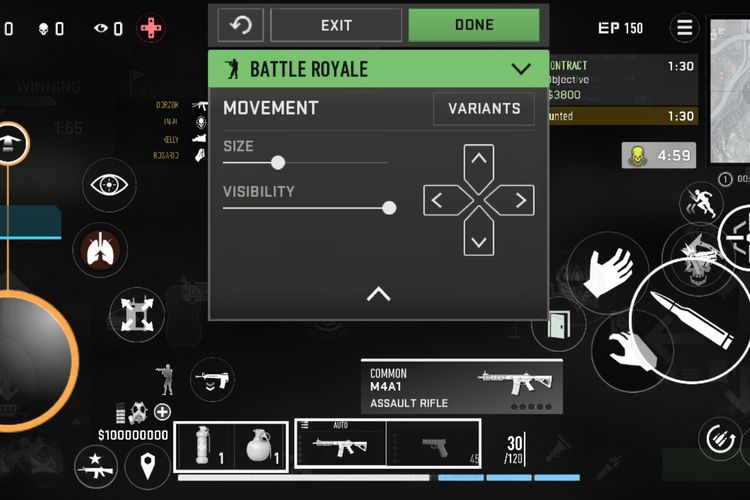 Pengguna bisa merancang tampilan alat kontrol (heads-up display/HUD) COD Warzone Mobile sesuka hati