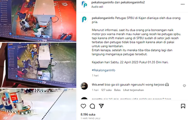 Tangkapan layar unggahan video yang memperlihatkan operator SPBU di Pekalongan dianiaya oleh pria yang hendak menukar uang receh.