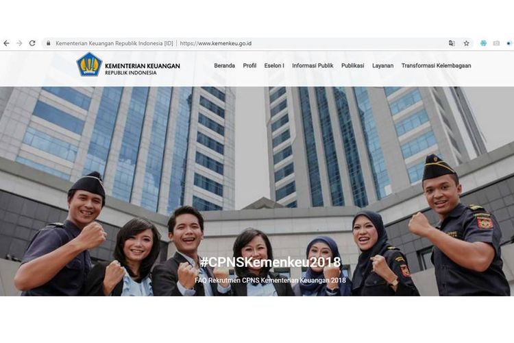 Tampilan website Kementerian Keuangan