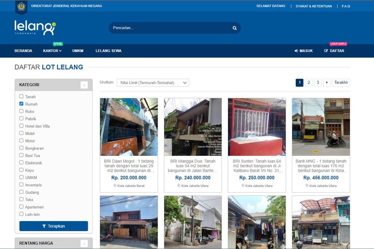 Foto : Lelang Rumah Murah di Jakarta, Nilai Limit Rp 200 Jutaan