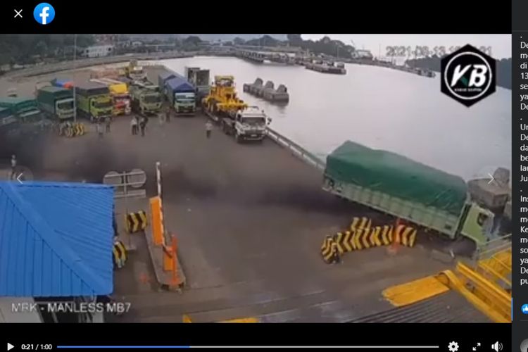 Detik-detik truk tercebur ke laut di Dermaga 7 Pelabuhan Merak