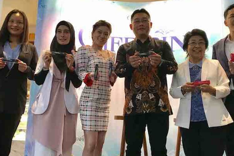 Acara peluncuran kosmetik dan skincare Giffarine dari Thailand di Jakarta (13/3/2019).