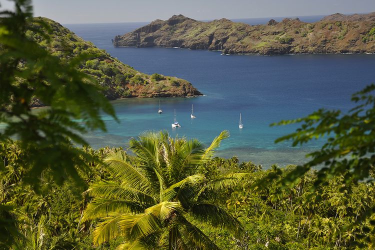 Pulau Nuku Hiva di Kepulauan Marquesans, Polinesia Perancis