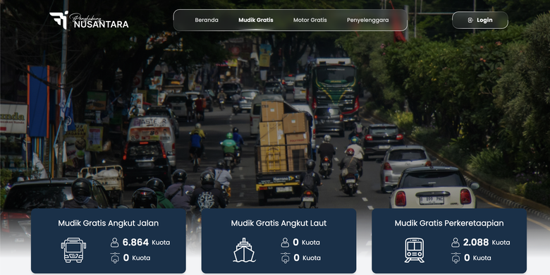 Tangkapan layar laman resmi mudik gratis Kemenhub 2026, mudik gratis Kementerian Perhubungan 2026. Jadwal mudik gratis Kemenhub 2026. Rute mudik gratis Kemenhub 2026.