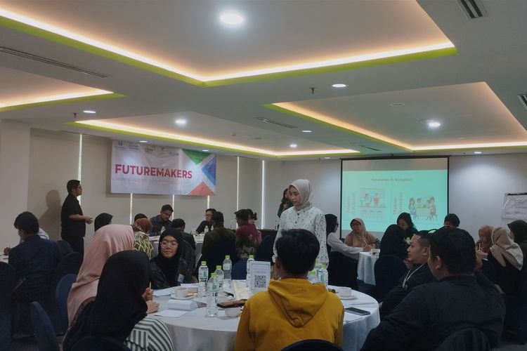 Kegiatan Pelatihan Futuremakers Batch 9 yang tengah berlangsung di Pomelotel, Kuningan, Jakarta Selatan pada Kamis (21/9/2023).