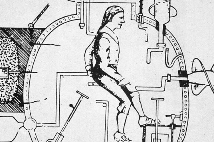 Diagram manusia di dalam kapal selam Turtle. [Getty Images Via History]