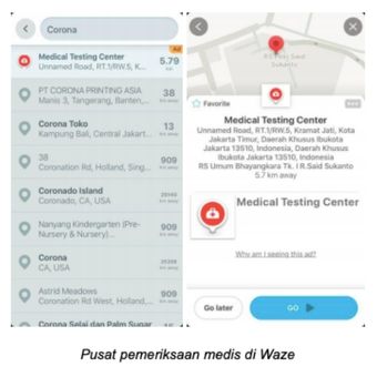 Cara mencari RS rujukan Covid-19 di Waze.