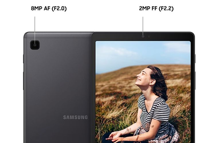 Tablet Samsung Galaxy Tab A7 Lite WiFi hadir dengan kamera belakang 8 Megapiksel, dan dukungan microSD hingga 1 TB.