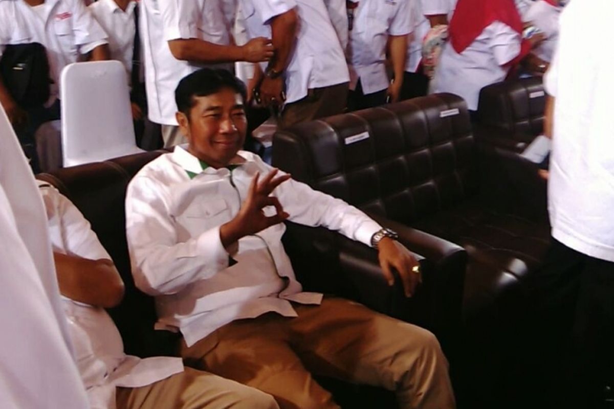 Politisi PPP Abraham Lulung Lunggana di acara deklarasi Partai Perindo kepada Anies-Sandi di Kelapa Gading, Jakarta Utara. Selasa (14/3/2017)