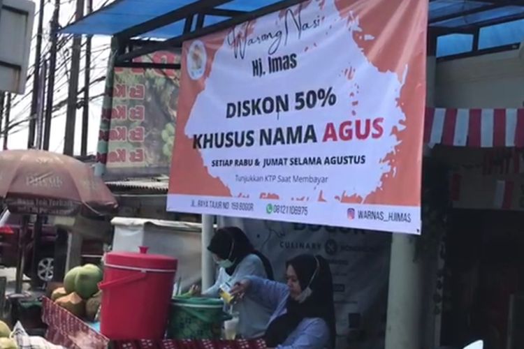 Diskon 50 persen bernama Agus