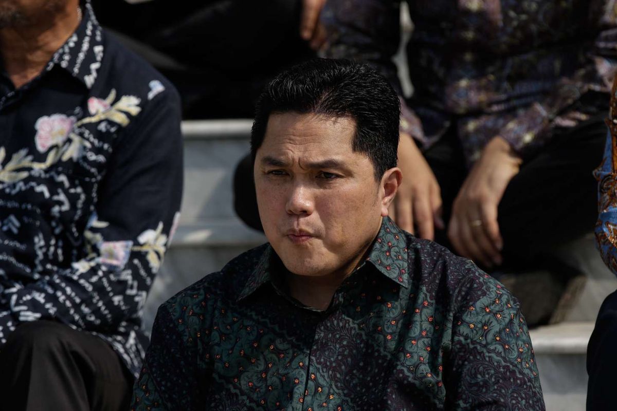 Menteri BUMN, Erick Thohir sebelum pelantikan menteri-menteri Kabinet Indonesia Maju di Istana Negara, Jakarta, Rabu (23/10/2019). Presiden RI Joko Widodo mengumumkan dan melantik Menteri-menteri Kabinet Indonesia Maju serta pejabat setingkat menteri.