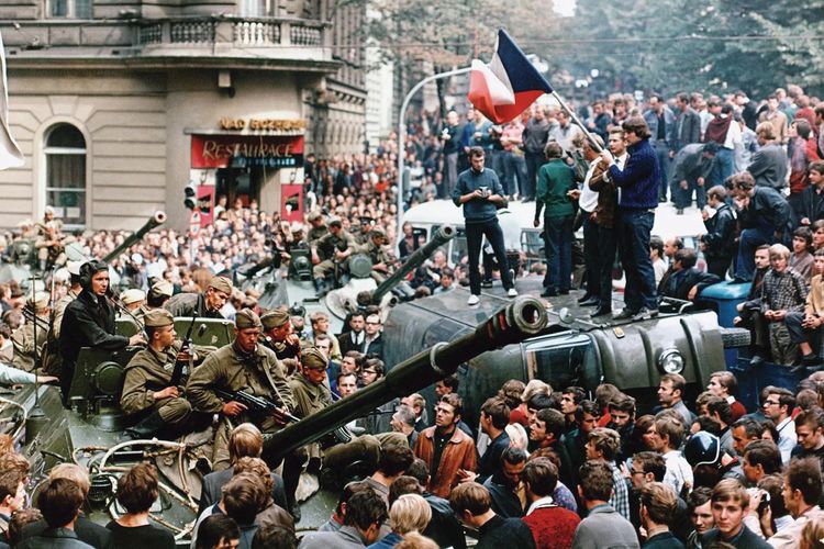 Aksi demonstrasi di Cekoslovakia.