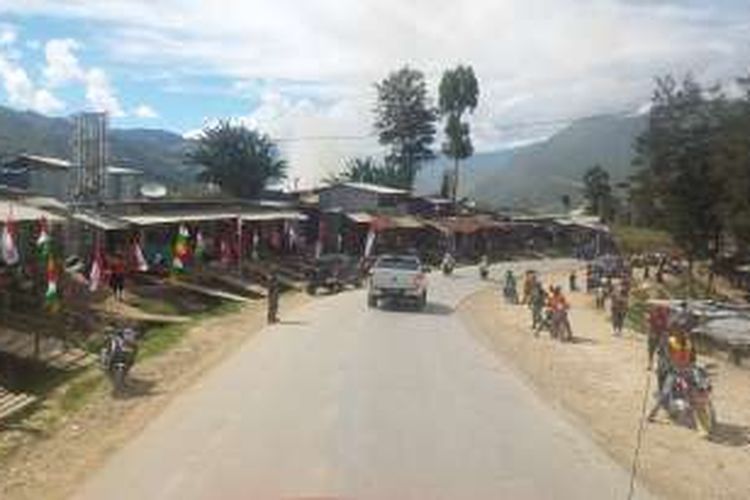 Tampak suasana daerah Tiom, Ibukota Kabupaten Lanny Jaya, Papua.
