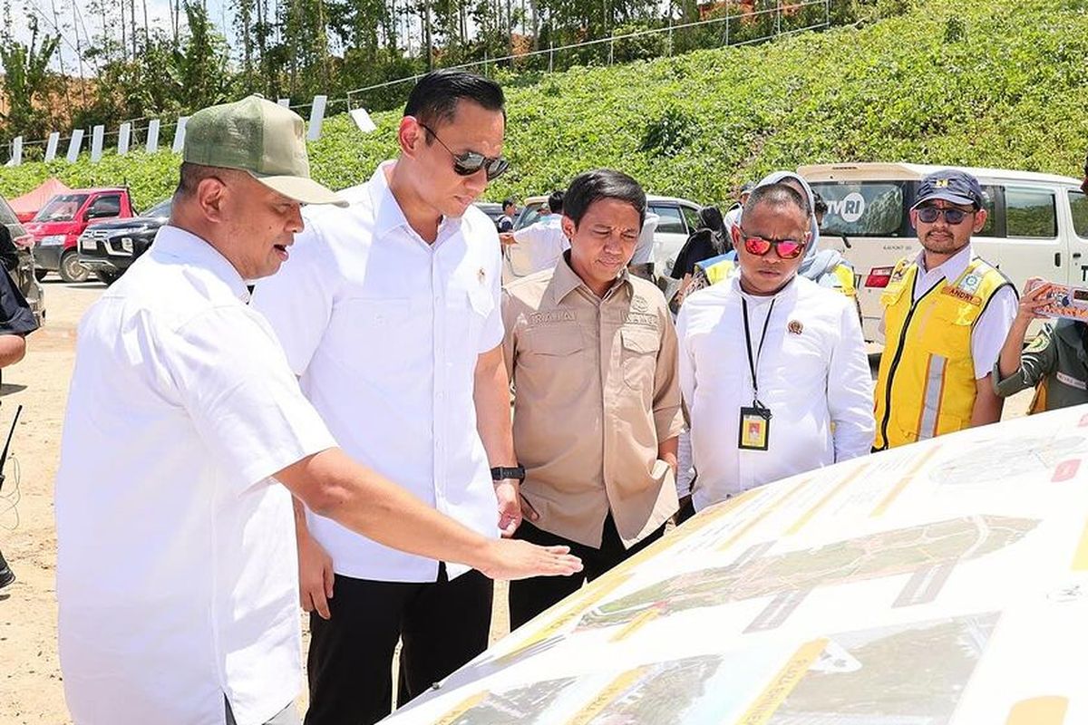 Menteri ATR/Kepala BPN, Agus Harimurti Yudhoyono (AHY) saat kunjungan kerja ke IKN pada Rabu (28/02/2024).