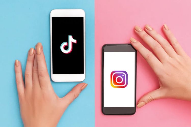 ilustrasi aplikasi TikTok dan Instagram