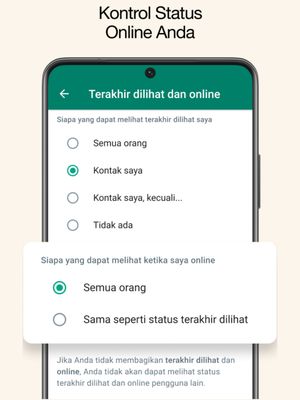 Ilustrasi pengaturan untuk menyembunyikan status online di WhatsApp.