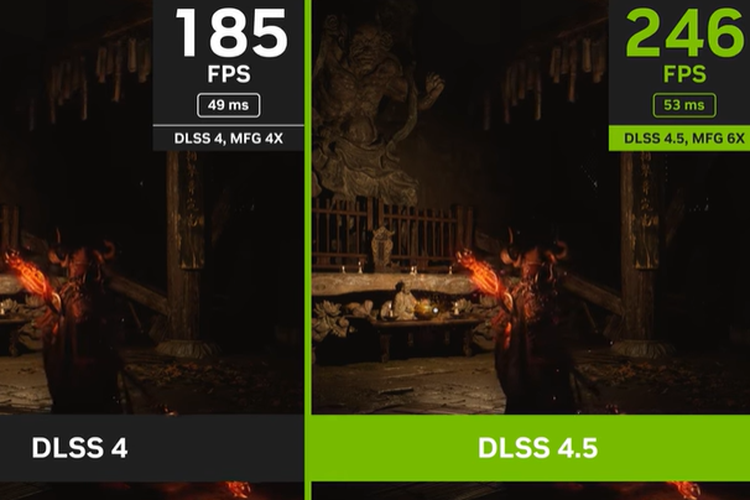 Perbandingan performa DLSS 4.5 dibanding DLSS 4..
